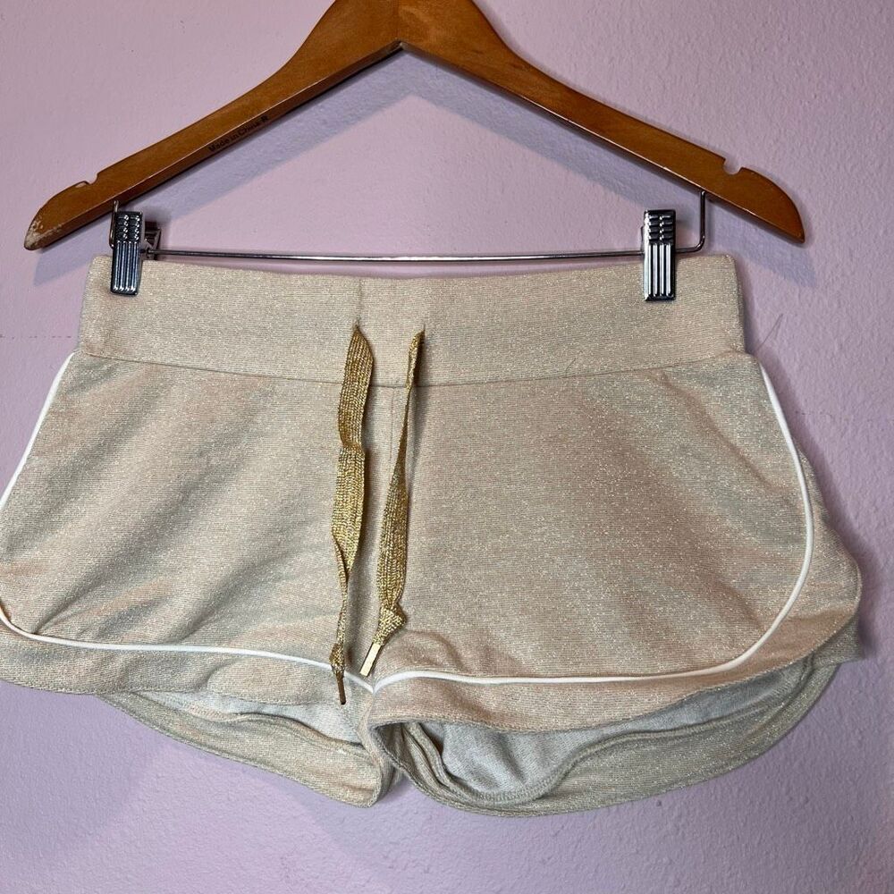 Guess short shorts metallic gold texture  Rhinestone on back